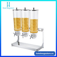 Bình đựng ngũ cốc buffet 3 ngăn chuyên dụng chân inox bình nhựa Polycarbonate