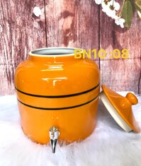 Bình đựng nước 10 lít gốm sứ Bát Tràng - Vàng cá,Vòi mạ inox