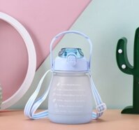 Bình đựng nước 1.2 lít có vạch chia báo giờ uống nước Tặng kèm stiker ngộ nghĩnh dễ thương - Xanh