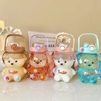 Bình đựng nước, bình gấu cute dễ thương dung tích 1000ml, tay xách để được điện thoại tiện lợi(có kèm dây đeo)