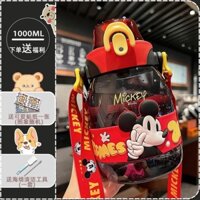 Bình đựng nước. Bình nước có ống hút kèm họa tiết Disneyland siêu đẹp