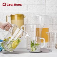 bình đựng nước, ca đựng nước bằng nhựa cao cấp có chia dung tích, không có nắp  - 1100ml