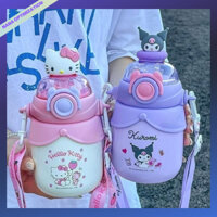 Bình Đựng Nước Cách Nhiệt Hình Hello Kitty Dễ Thương Sức Chứa Lớn Có Ống Hút Di Động Cho Bé Gái