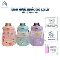 Bình Đựng Nước Chia Vạch Khung Giờ Cute, Nhựa Tritan Cao Cấp Với Màu 3D Siêu Chất ,Bình Nước Bụng Bự 3D- Chính Hãng MINIIN- Tặng Kèm Dây Đeo Và 2 Khăn Lau  - Màu ngẫu nhiên