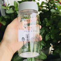 Bình đựng nước cho bé có nắp đậy chống sặc 380ml dùng cho đi học đi chơi nhựa trong - Họa tiết 2