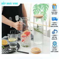 Bình đựng nước detox ,bình thuỷ tinh có quai cầm, bình nước nắp gỗ, nắp inox 1000ml, 1200ml, 1500ml - BEPNHAVON
