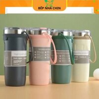 Bình đựng nước giữ nhiệt, ly giữ nhiệt 710ml có quai xách silicon tiện lợi - M123