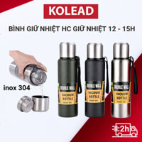 Bình Đựng Nước Giữ Nhiệt KOLEAD Nóng Lạnh 10 -12h Inox304 500ml 800ml 1000ml 1500ml Có Nắp Uống, Lưới Lọc Trà