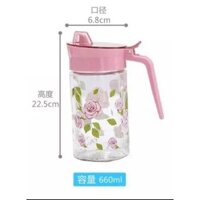 Bình đựng nước mắm,đựng dầu ăn thuỷ tinh cao cấp họa tiết hoa hồng 660ml