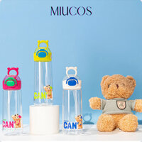 Bình đựng nước nắp bật nhựa Tritan an toàn có ống hút dung tích 620ml họa tiết gấu ngộ nghĩnh