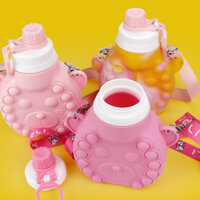 Bình đựng nước pop it dành cho bé, bình nước hình gấu kèm dây