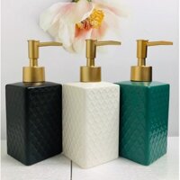 Bình Đựng Nước Rửa Tay ,Lọ Chiết Dầu Gội Vòi Xịt Gốm Sứ Họa Tiết Cẩm Thach Sang Trọng 360ml