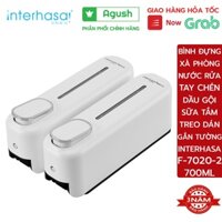 Bình đựng nước rửa tay xà phòng bông INTERHASA F7020-2 trắng 700ml xịt dung dịch rửa chén bát treo gắn dán tường nhựa