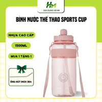 Bình Đựng Nước Thể Thao Sport Cup 1,5L Bình Nước Kèm Ống Hút Và Dây Đeo Dung Tích Lớn