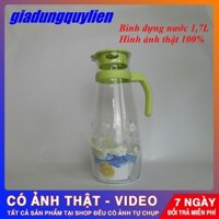 Bình Đựng Nước Thủy Tinh có tay cầm 1700ml [ Hình Thật 100% ]  ,Ca Đựng Nước Thủy Tinh Gia Đình