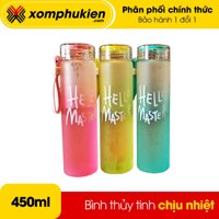 Bình đựng nước thủy tinh Hello Master 450ml bình thủy tinh chịu nhiệt binh nuoc thuy tinh bình đựng nước thể thao bình nước giữ nhiệt bình lock and lock bình nước combo bts (giao màu ngẫu nhiên)