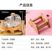 Bình đựng nước thủy tinh 1000ml có vòi tặng kèm chân gỗ