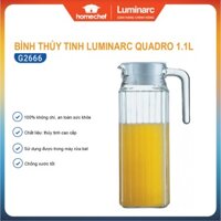 Bình đựng nước thủy tinh Luminarc Quadro G2666, dung tích 1.1L, dùng máy rửa bát | Hàng chính hãng