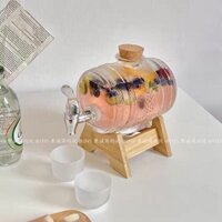 Bình Đựng Nước Trái Cây Thuỷ Tinh Dung Tích Lớn Kèm Vòi Và Giá Để Chimi Store