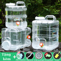 Bình đựng nước trong suốt 7.5L/10L/15L/20L/28L can đựng nước dã ngoại tặng bộ phụ kiện dự phòng