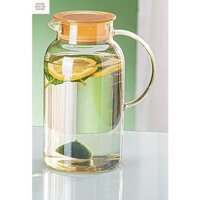 Bình đựng nước Vân Sọc Kim Cương 1.5L, Bình nước thủy tinhcao cấp borosilicate chịu nhiệt, cốc uống kim cương quai vàng