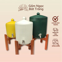 Bình đựng nước vòi inox, Bình nước gốm Bát Tràng, Bình đựng nước bằng sứ 10 lít  bình nước gốm bát tràng GN