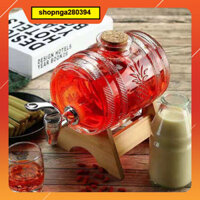 Bình Đựng Rượu  loai 1 lít Đẹp Sang Chảnh Thủy Tinh Giầy Đẹp Chân Gỗ Theo