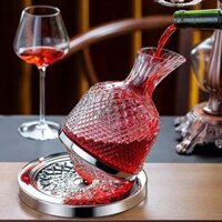 Bình đựng rượu pha lê - Bộ bình đựng rượu vang xoay sang trọng dành cho rượu vang đỏ (Màu vàng / bạc)