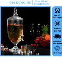 Bình Đựng Rượu Thủy Tinh Có Vòi Dung Tích 2-3-5 Lít Bình Nước Thuỷ Tinh Có Vòi Vân Nổi Sang Trọng Có Chân Đế M98