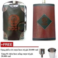 BÌNH ĐỰNG RƯỢUCCCP INOX LOẠI DẦY BỌC DA 3,5 LÍT (TẶNG PHỄU RÓT + CHÉN UỐNG RƯỢU INOX) shopxuka247
