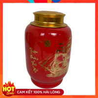Bình đựng trà Bát Tràng cao cấp nắp kín khít 2 lớp - Bình đựng chè, cafe đủ màu, kích thước, hoạ tiết vẽ vàng Đựng Gia V