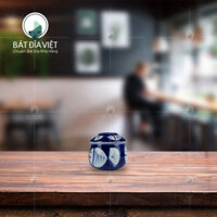 Bình đường men xanh cá trắng Bát Tràng Rộng 7cm x Cao 6cm