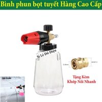 Bình Foam tạo bọt tuyết mẫu mới nhựa trong suốt - Tặng kèm khớp nối nhanh 1/4inch ( ren 14mm )