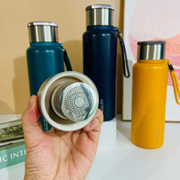 Bình giữ nhiệt 1500ml inox 304, bình nước quai xách tiện lợi, vỏ nhám có đầu lọc pha trà giữ nóng, lạnh