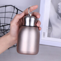 Bình giữ nhiệt 300ml Inox 304 Có Kim loại tay kéo vòng và Cơ sở chống trượt Small Cute Chống rò rỉ Ấm đun nước Bằng Thép Không Gỉ Chubby Thermos Cup