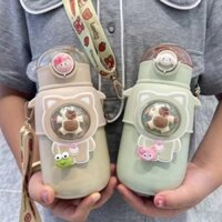 Bình giữ nhiệt 500 ml họa tiết phi hành gia, Bình uống nước hình gấu cho bé đi học inox 316