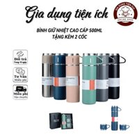 Bình giữ nhiệt 500ml, bình nước giữ nhiệt nóng lạnh 12h inox 304 cao cấp tặng kèm cốc