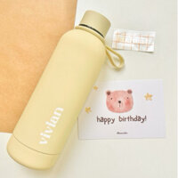 Bình Giữ Nhiệt 500ml Inox 304 Màu Pastel Có Quai Xách, Đổi Tên Theo Yêu Cầu