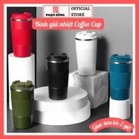 Bình giữ nhiệt 510ml inox có nắp chống đổ , ly coffee cup bọc cao su chống trượt cao cấp