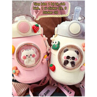 Bình Giữ Nhiệt 700ML Innox 316 Hoạ Tiết Cute , Bình Giữ Nhiệt Cho Bé Có Dây Đeo