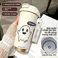 bình giữ nhiệt Ấm đun nước sinh viên sáng tạo dễ thương có ống hút cốc cà phê đôi cho cặp đôi