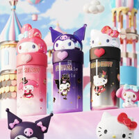 Bình giữ nhiệt bằng thép không gỉ 316 Kuromi Cinnamoroll có tay cầm giấu kín 350ml Bình giữ nhiệt búp bê mini Hello Kitty Cốc trẻ em Bình nước uống thẳng cốc đi kèm quà sinh nhật bé gái