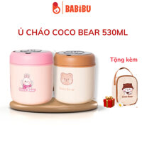 Bình giữ nhiệt, bình ủ cháo Coco Bear 530ml lõi inox 304 tặng túi giữ nhiệt