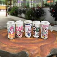 Bình giữ nhiệt cách nhiệt ZHIXAOWAN, Cốc giữ nhiệt bằng thép không gỉ 500ml, Bình giữ nhiệt dung tích lớn Labububububu có thể tái sử dụng Cắm trại