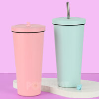 Bình Giữ Nhiệt Cao Cấp 4 Lớp Màu Pastel, Màu Xanh, Màu Hồng, Có Tặng Kèm Ống Hút Và Cọ Vệ Sinh Ống Hút HoặcTúi Đựng