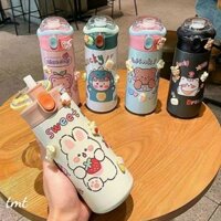 Bình giữ nhiệt cao cấp dung tích 500ml có ống hút,hoạ tiết siêu cute
