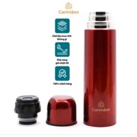 Bình Giữ Nhiệt Cao Cấp INOX Hiệu CarLMann 500ml Màu Đỏ - BES55-R