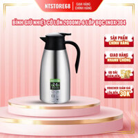 Bình Giữ Nhiệt Cỡ Lớn 2000ml 6 Lớp Bọc Inox 304 Cao Cấp, Ấm Ủ Trà, Phích Nước Có Tay Cầm Tiện Lợi