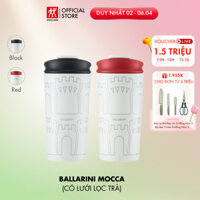 Bình giữ nhiệt có lưới lọc trà BALLARINI Mocca To go coffee (480ml/380ml) - thép không gỉ 316L, màu đỏ/màu đen
