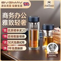 bình giữ nhiệt Cốc uống trà thủy tinh hai lớp Bowima của Anh tại nhà văn phòng kinh doanh tách trà cao cấp binh dung nuoc lanh bình đựng nước có vòi